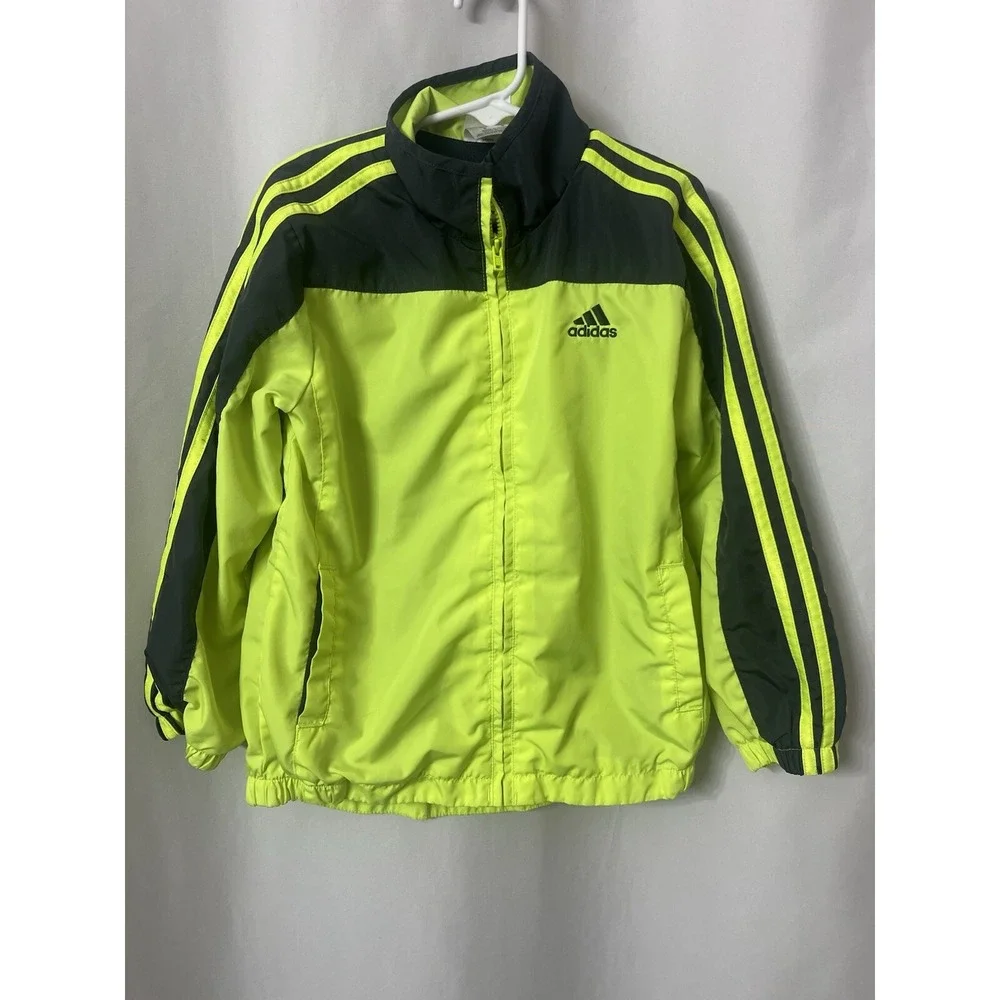 Adidas Full Zip Jacket Boy Size 6 Multi Color Lightweight Windbreaker‎  (B19)